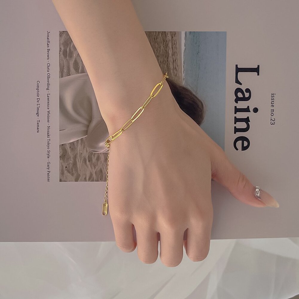 3/$35 PVD Coated 18K Gold Plated Paperclip Chain Bracelet Stainless Steel
